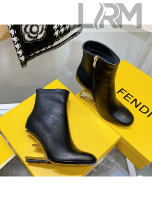 Fendi First Calfskin F Heel Ankle Boots 8cm Black 2021