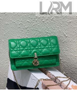 Dior Lady Dior Chain Pouch in Cannage Lambskin Green 2022 M68H