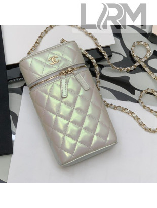 Chanel Iridescent Classic Vanity Phone Holder with Chain AP2084 White 2021