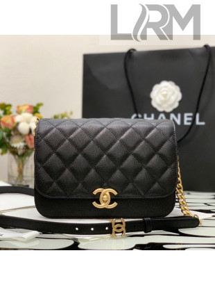Chanel Grained Calfskin Messenger Bag AS2824 Black 2021 
