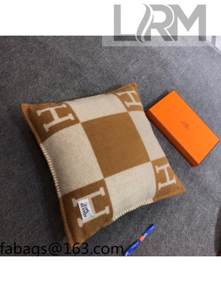 Hermes Avalon Wool Pillow 55x55cm Brown 2021