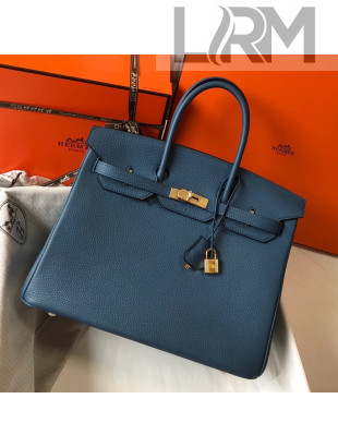 Hermes Birkin Bag 35cm in Togo Leather Blue Agate 2021