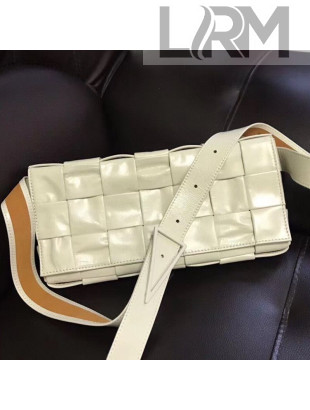 Bottega Veneta Waxed Leather Maxi-Woven Belt Bag/Crossbody Bag White 2020