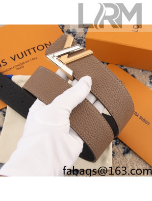 Louis Vuitton Grianed Leather Belt 4cm with Patchwork LV Buckle Beige 2021 37