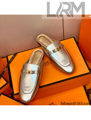 Hermes Oz Mule in Smooth Calfskin with Iconic Kelly Buckle Silver 47 2022(Handmade)