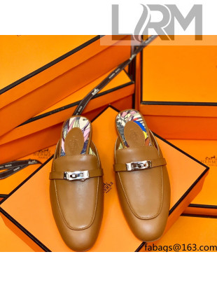Hermes Oz Mule in Smooth Calfskin with Iconic Kelly Buckle Brown 49 2022(Handmade)