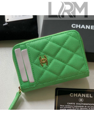 Chanel Grained Calfskin Coin Purse Wallet AP1650 Green 2021