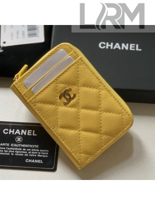 Chanel Grained Calfskin Coin Purse Wallet AP1650 Yellow 2021