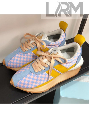 Lanvin Bumpr Check Nylon Sneakers Blue/Pink 2021 17 (For Women and Men)