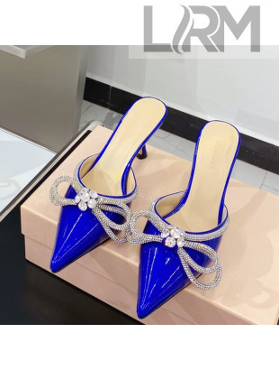Mach & Mach Glazed Heel Slide Sandals 6.5cm Blue 2021 100