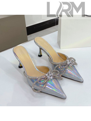 Mach & Mach Glazed Heel Slide Sandals 6.5cm Silver 2021 101