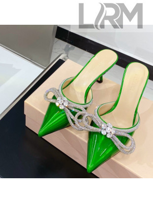 Mach & Mach Glazed Heel Slide Sandals 6.5cm Green 2021 102
