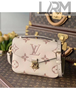 Louis Vuitton Pochette Metis Bag in Giant Monogram Leather M45596 Cream White/Dusty Pink 2021