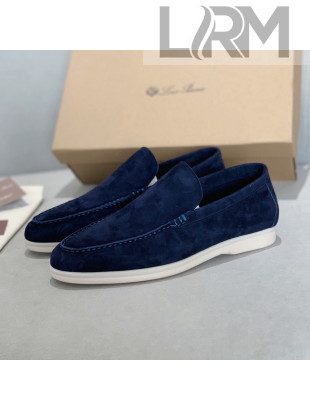 Loro Piana Summer Walk Moccasin Loafers in Deep Blue Suede 2021(For Men)