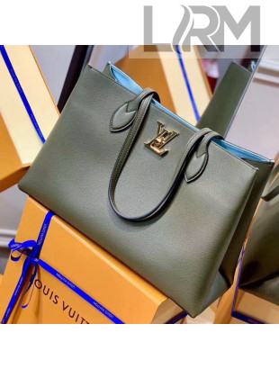 Louis Vuitton Lockme Shopper Tote Bag in Grained Leather M57508 Khaki Green 2021