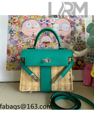 Hermes Kelly Picnic Mini Bag 20cm in Swift Leather and Wove Green 2021