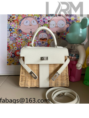 Hermes Kelly Picnic Mini Bag 20cm in Swift Leather and Wove White 2021