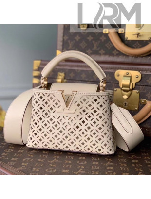 Louis Vuitton Capucines BB Bag in Cutout Leather M57228 Cream White 2021