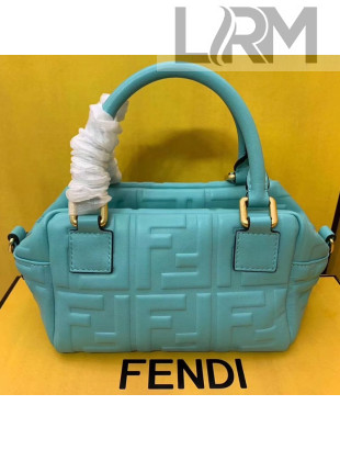 Fendi Lambskin FF Square-shaped Mini Boston Top Handle Bag Blue 2019