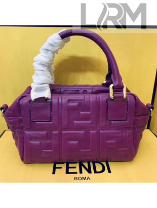 Fendi Lambskin FF Square-shaped Mini Boston Top Handle Bag Purple 2019