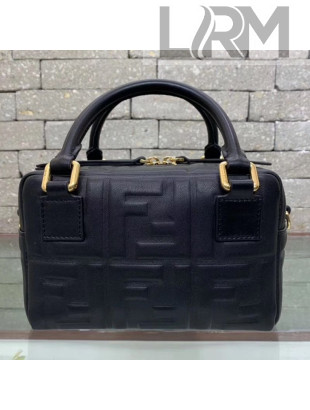 Fendi Lambskin FF Square-shaped Mini Boston Top Handle Bag Black 2019