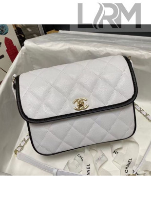Chanel Grained Calfskin Small Messenger Bag AS2447 White 2021
