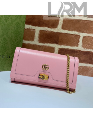 Gucci Diana Bamboo Chain Wallet 658243 Pastel Pink 2021