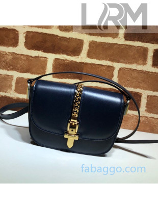 Gucci Sylvie 1969 Mini Shoulder Bag with Chain 615965 Navy Blue 2020
