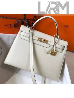 Hermes Kelly 32cm Top Handle Bag in Epsom Leather Off-white 2020