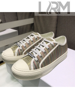Dior Walk'n'Dior Sneakers in Multicolor Gold Metallic Thread Embroidered Cotton 2021