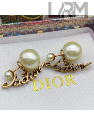 Dior J'Adior Pearl Short Earrings Aged Gold/White 2021