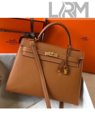 Hermes Kelly 32cm Top Handle Bag in Epsom Leather Brown 2020