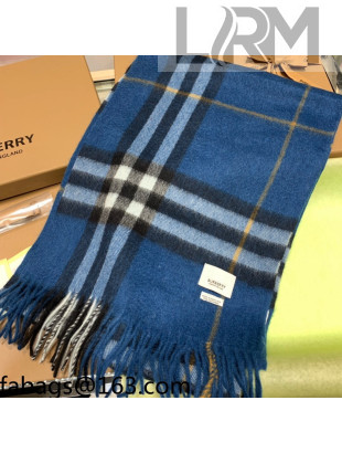 Burberry Check Cashmere Scarf 30x168cm Blue 2021 110322