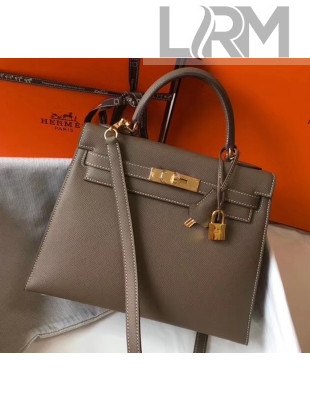 Hermes Kelly 28cm Top Handle Bag in Epsom Leather Etoupe 2020