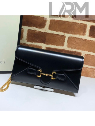 Gucci Leather Clutch with Chain 614381 Black 2021