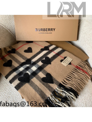 Burberry Love Check Cashmere Scarf 30x168cm Brown 2021