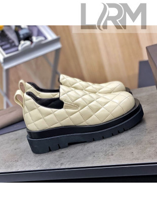 Bottega Veneta Quilted Lambskin Flat Loafers Light Beige 2020