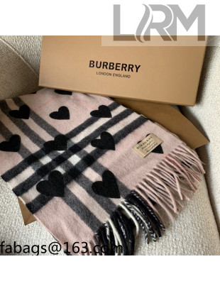 Burberry Love Check Cashmere Scarf 30x168cm Pink 2021