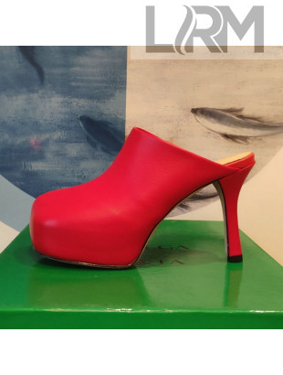 Bottega Veneta The Bold Nappa Leather High Heel Platform Mules Red 2020