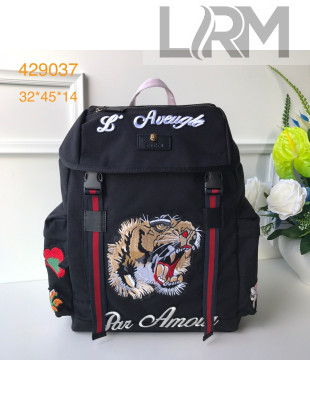 Gucci Fabric Tiger Backpack 429037 Black 2021