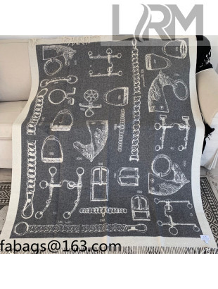 Hermes Cashmere Wool Blanket 135x170cm Black 2021