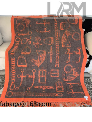 Hermes Cashmere Wool Blanket 135x170cm Orange 2021