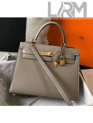 Hermes Kelly 28cm Top Handle Bag in Epsom Leather Asphalt Grey 2020
