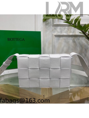 Bottega Veneta Cassette Small Crossbody Bag in Laminated Leather 578004 White 2021