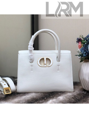 Dior Medium St Honore Tote Bag in White Grained Calfskin 2020