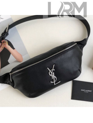 Saint Laurent Classic Monogram Belt Bag in Grain Leather 589959 Black/Silver 2019