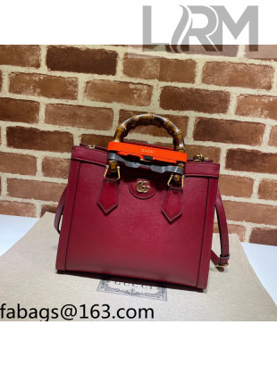 Gucci Diana Leather Small Tote Bag 660195 Dark Red 2021