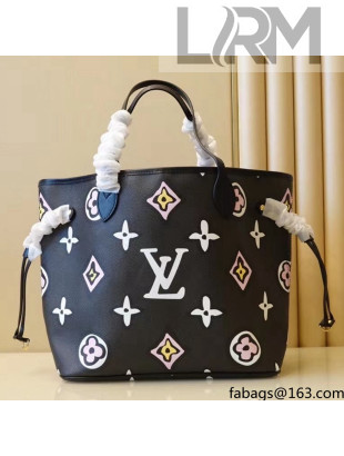 Louis Vuitton Neverfull MM Tote Bag in Black Monogram Canvas M45818 2021