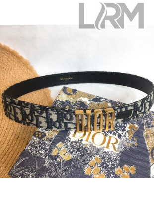 Dior Oblique Canvas Belt 2cm/3cm with DIOR Buckle Blue 2021