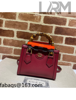 Gucci Diana Leather Mini Tote Bag 655661 Dark Red 2021